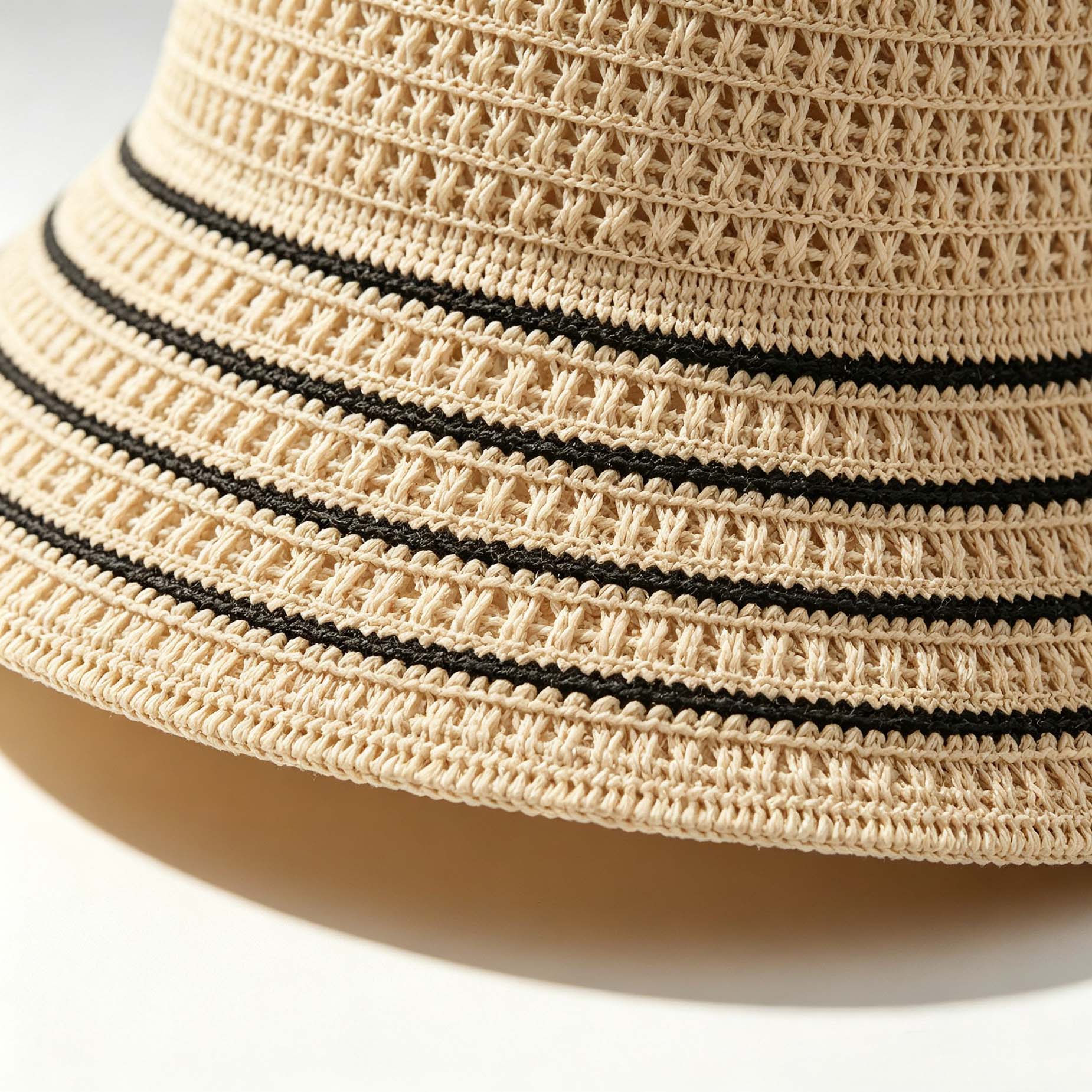 Stripe Woven Bucket Sun Hat