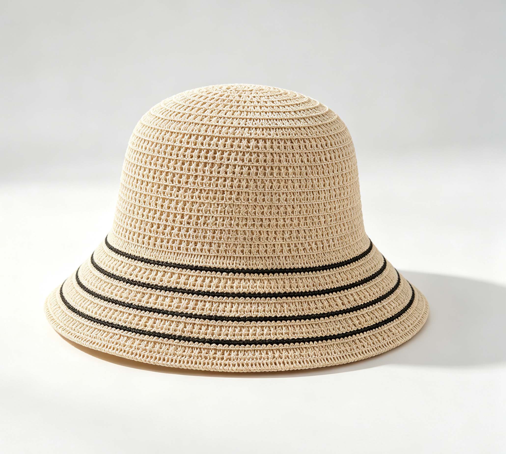 Stripe Woven Bucket Sun Hat