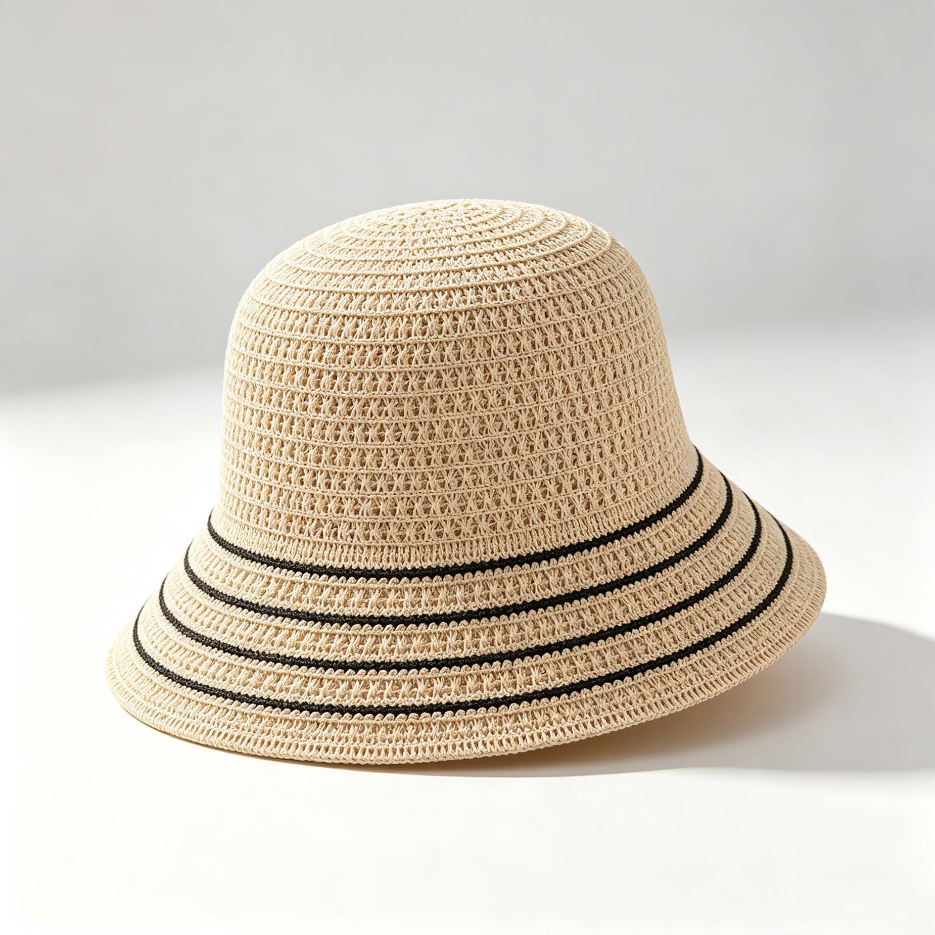 Stripe Woven Bucket Sun Hat